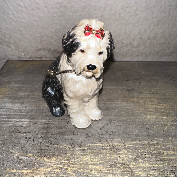 Other - Old English Sheepdog Enamel Hinged Trinket Box